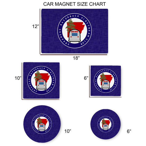 Arkansas Razorback Airstream Club Logo Car Magnets - SIZE CHART
