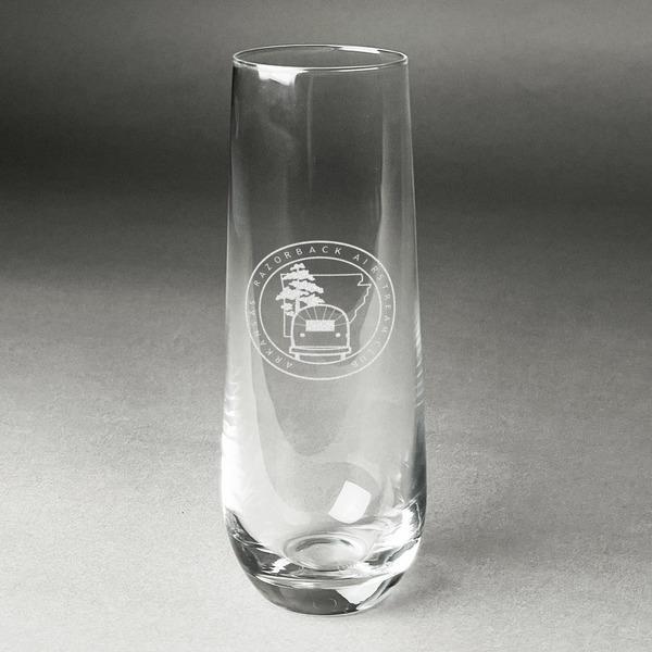 Custom Arkansas Razorback Airstream Club Logo Champagne Flute - Stemless - Laser Engraved