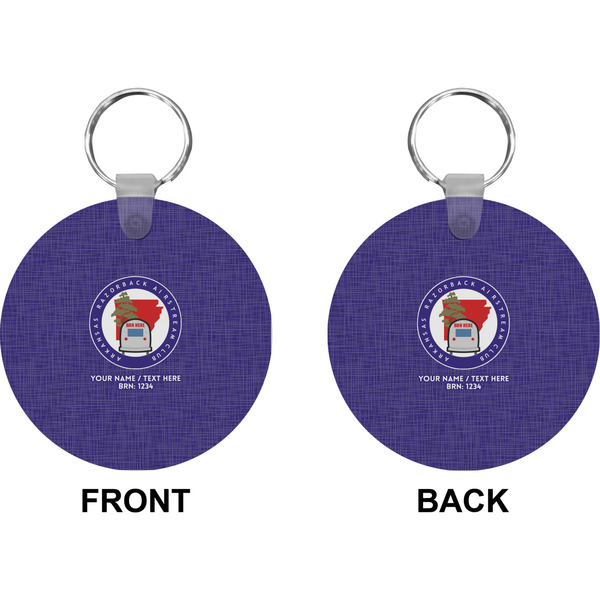 Arkansas Razorback Airstream Club Logo Circle Keychain (Front + Back)