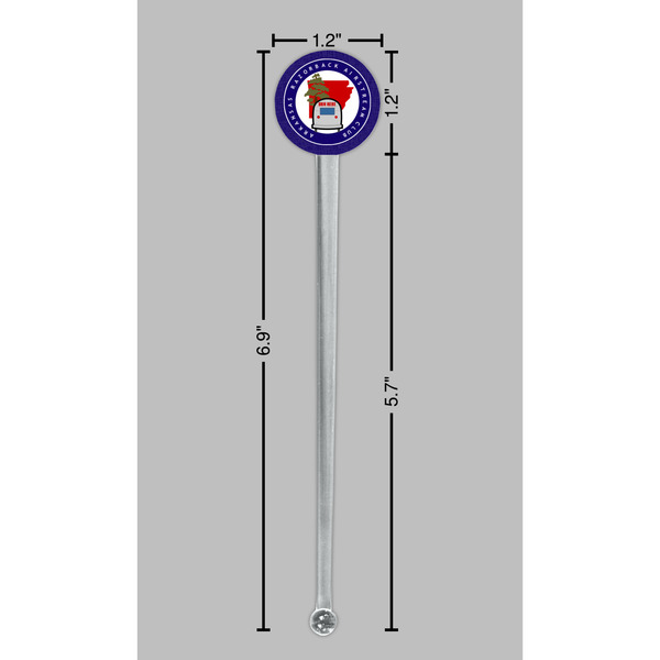 Arkansas Razorback Airstream Club Logo Clear Plastic 7" Stir Stick - Round - Dimensions