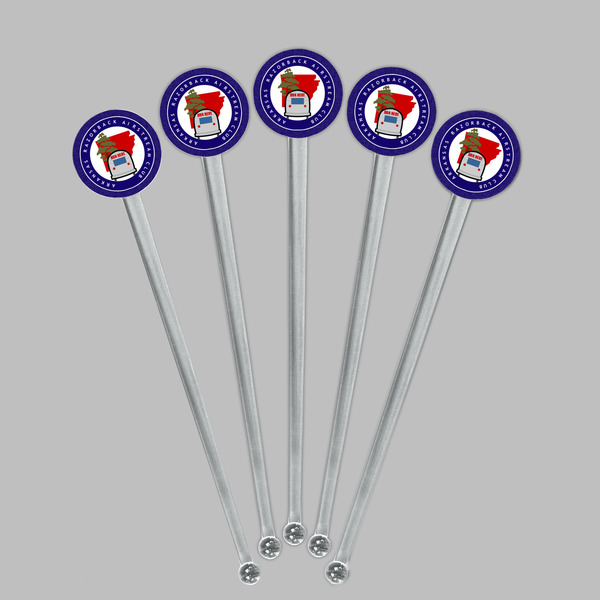 Arkansas Razorback Airstream Club Logo Clear Plastic 7" Stir Stick - Round - Fan View