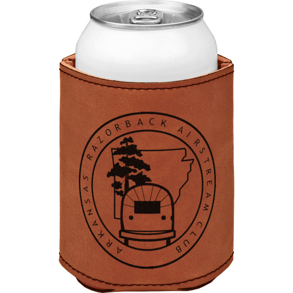 Arkansas Razorback Airstream Club Logo Cognac Leatherette Can Sleeve - Single Front