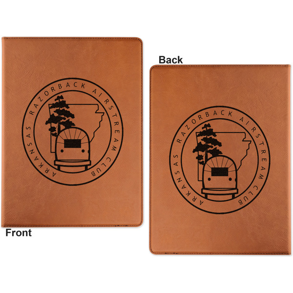 Arkansas Razorback Airstream Club Logo Cognac Leatherette Portfolios with Notepad - Large - Double Sided - Apvl