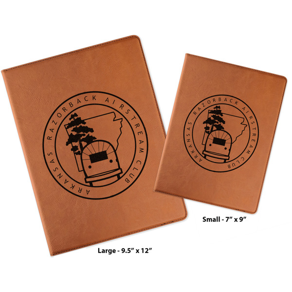 Arkansas Razorback Airstream Club Logo Cognac Leatherette Portfolios with Notepads - Compare Sizes