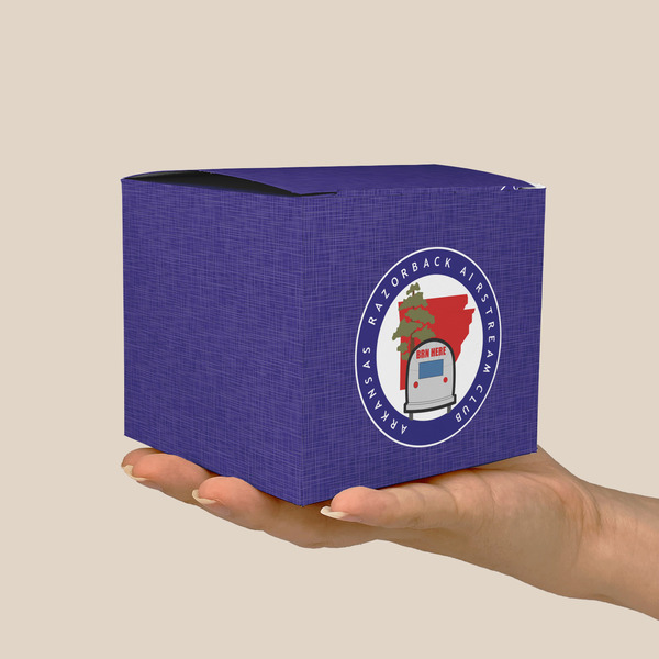 Arkansas Razorback Airstream Club Logo Cube Favor Gift Box - Scale View