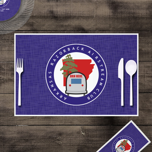 Arkansas Razorback Airstream Club Logo Disposable Paper Placemat - In Context