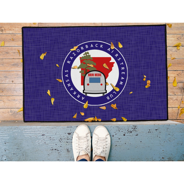 Arkansas Razorback Airstream Club Logo Door Mat - 36"x24" - Lifestyle