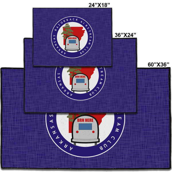 Arkansas Razorback Airstream Club Logo Door Mats - Size Comparison