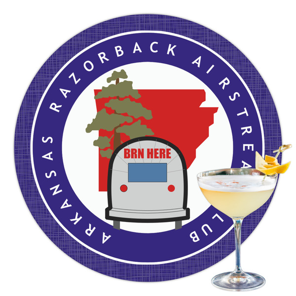 Custom Arkansas Razorback Airstream Club Logo Printed Drink Topper - 3.5"