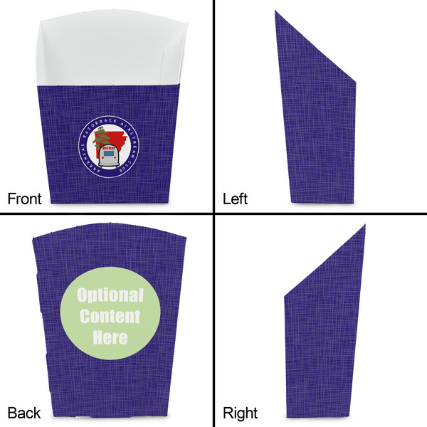 Arkansas Razorback Airstream Club Logo French Fry Favor Box - Front & Back View