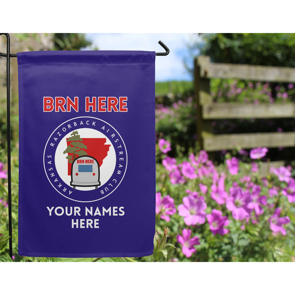 Arkansas Razorback Airstream Club Logo Garden Flag - Outside In Flowers