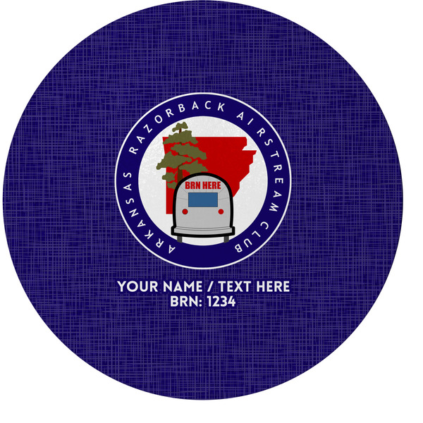 Custom Arkansas Razorback Airstream Club Logo Round Glass Cutting Board