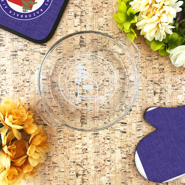 Arkansas Razorback Airstream Club Logo Glass Pie Dish - LIFESTYLE