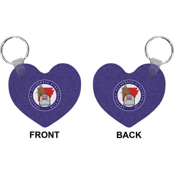 Arkansas Razorback Airstream Club Logo Heart Keychain (Front + Back)