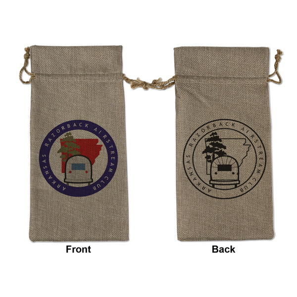 Custom Arkansas Razorback Airstream Club Logo Burlap Gift Bag - Large - Double-Sided