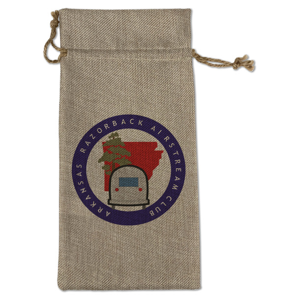 Arkansas Razorback Airstream Club Logo Large Burlap Gift Bags - Front