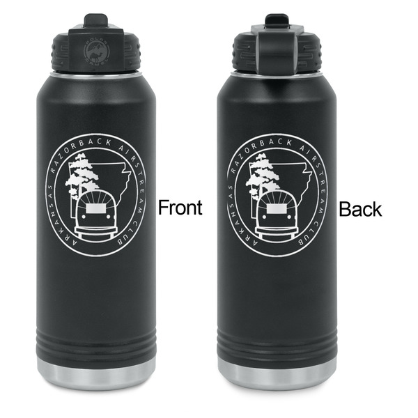 Arkansas Razorback Airstream Club Logo Laser Engraved Water Bottles - Front & Back Engraving - Front & Back View