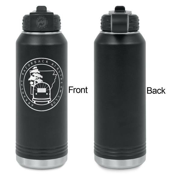 Arkansas Razorback Airstream Club Logo Laser Engraved Water Bottles - Front Engraving - Front & Back View