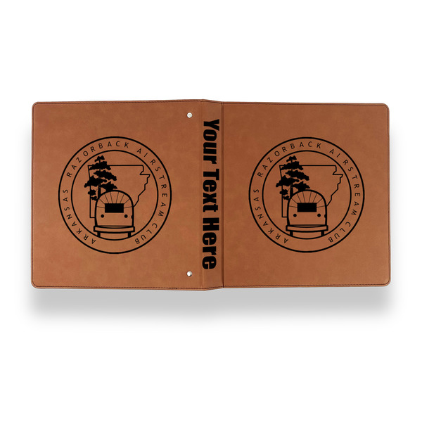 Arkansas Razorback Airstream Club Logo Leather Binder - 1" - Rawhide - Back Spine Front View