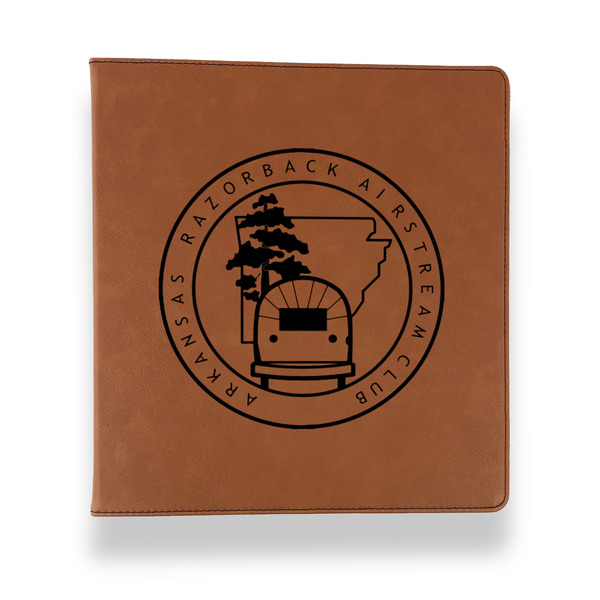 Arkansas Razorback Airstream Club Logo Leather Binder - 1" - Rawhide - Front View