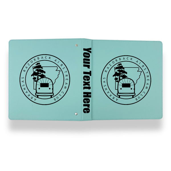 Arkansas Razorback Airstream Club Logo Leather Binder - 1" - Teal - Back Spine Front View