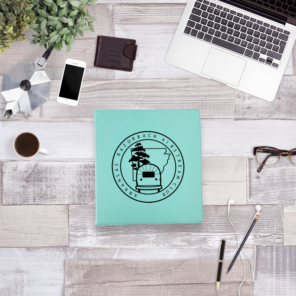 Arkansas Razorback Airstream Club Logo Leather Binder - 1" - Teal - Lifestyle View