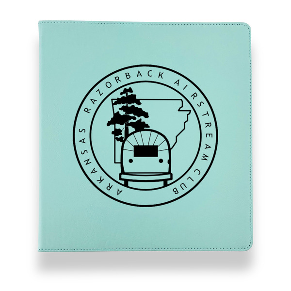 Arkansas Razorback Airstream Club Logo Leather Binders - 1" - Teal - Front View