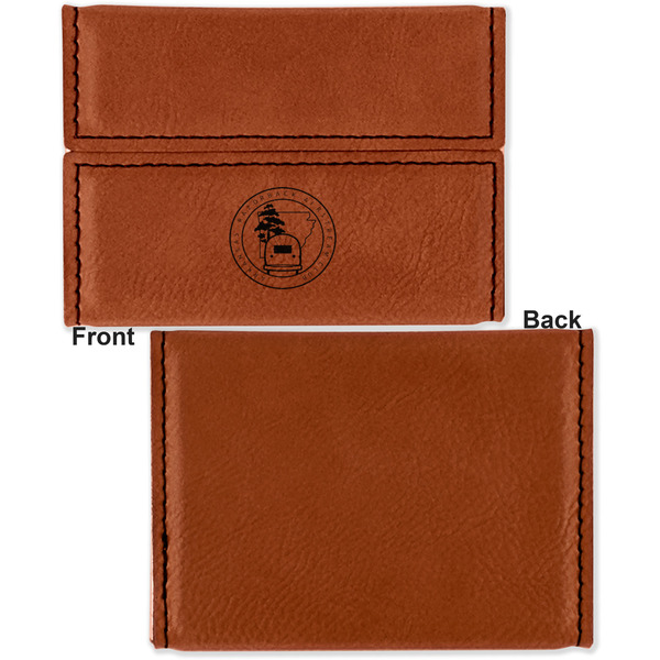 Arkansas Razorback Airstream Club Logo Leather Business Card Holder Front Back Single Sided - Apvl