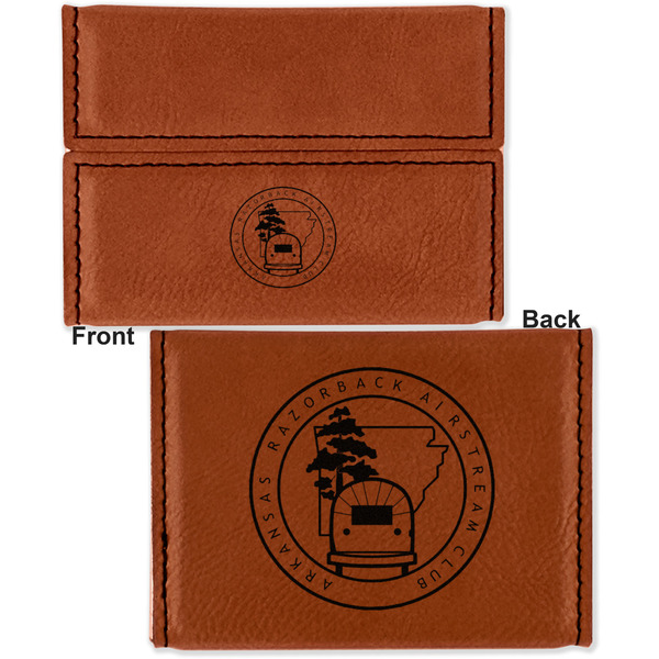 Arkansas Razorback Airstream Club Logo Leather Business Card Holder - Front Back