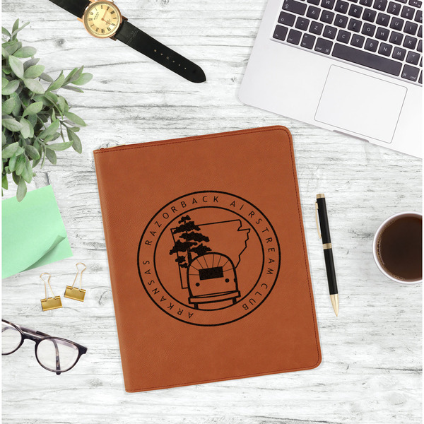 Arkansas Razorback Airstream Club Logo Leatherette Zipper Portfolio - Lifestyle Photo