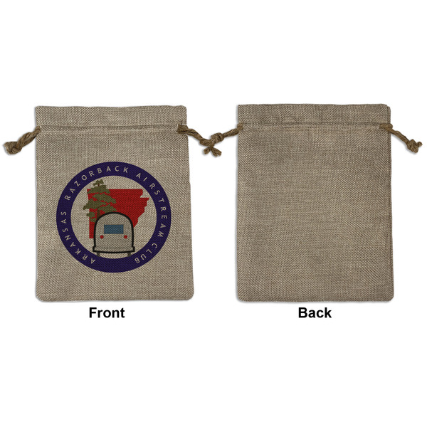 Arkansas Razorback Airstream Club Logo Medium Burlap Gift Bag - Front Approval