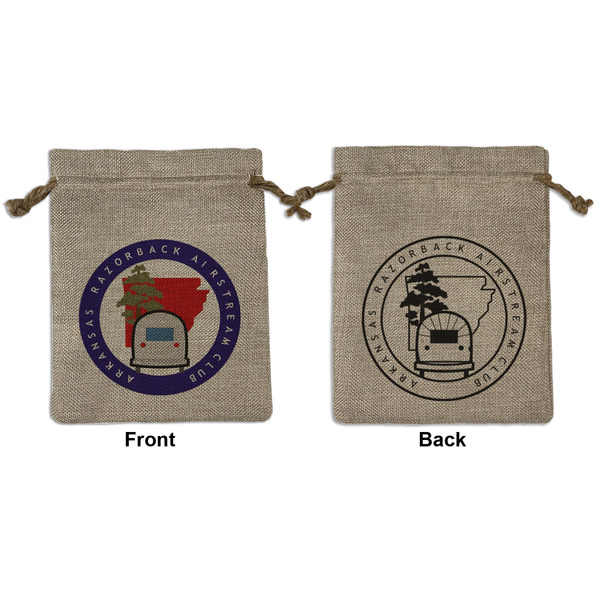 Custom Arkansas Razorback Airstream Club Logo Burlap Gift Bag - Medium -Double-Sided