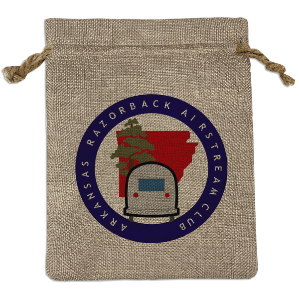 Custom Arkansas Razorback Airstream Club Logo Burlap Gift Bag