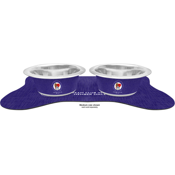 Arkansas Razorback Airstream Club Logo Metal Pet Bowls - On Dog Bone Shaped Mat