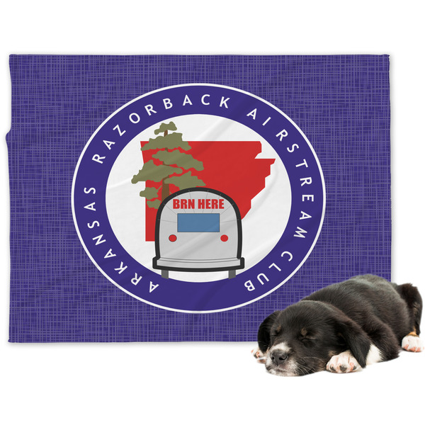 Custom Arkansas Razorback Airstream Club Logo Dog Blanket - Large