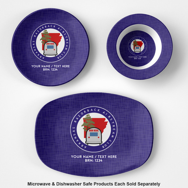 Arkansas Razorback Airstream Club Logo Microwave Safe Composite Polymer Plastic Dishware - Group
