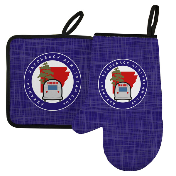 Custom Arkansas Razorback Airstream Club Logo Left Oven Mitt & Pot Holder Set