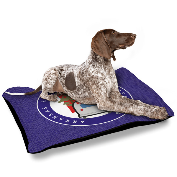 Arkansas Razorback Airstream Club Logo Outdoor Dog Beds - Large - IN CONTEXT