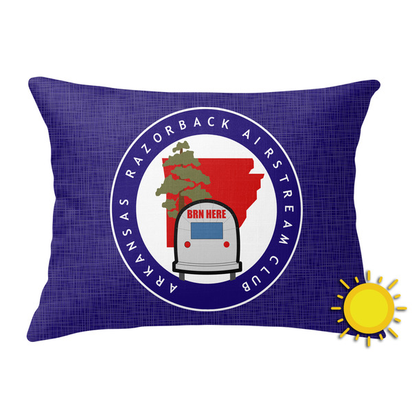 Custom Arkansas Razorback Airstream Club Logo Outdoor Throw Pillow - Rectangular