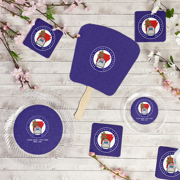 Arkansas Razorback Airstream Club Logo Party Supplies Combination Image - All items - Plates, Coasters, Fans