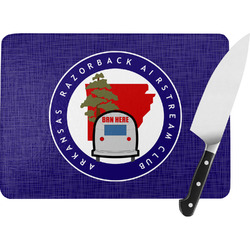 Arkansas Razorback Airstream Club Logo Rectangular Glass Cutting Board