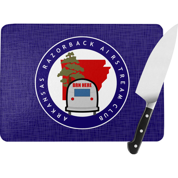 Custom Arkansas Razorback Airstream Club Logo Rectangular Glass Cutting Board