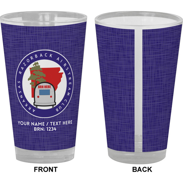 Arkansas Razorback Airstream Club Logo Pint Glass - Full Color - Front & Back Views