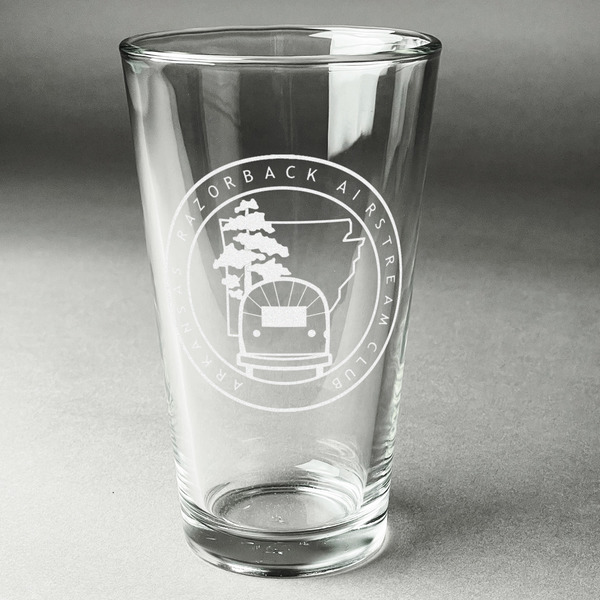 Custom Arkansas Razorback Airstream Club Logo Pint Glass - Laser Engraved