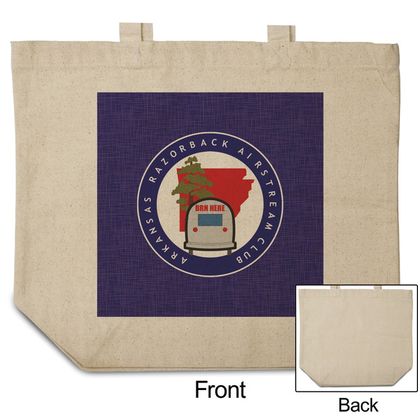 Arkansas Razorback Airstream Club Logo Reusable Cotton Grocery Bag - Front & Back View