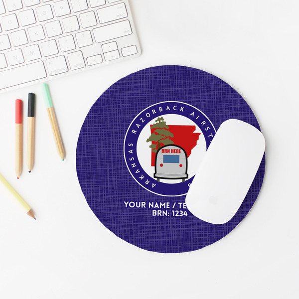 Arkansas Razorback Airstream Club Logo Round Mousepad - LIFESTYLE 2