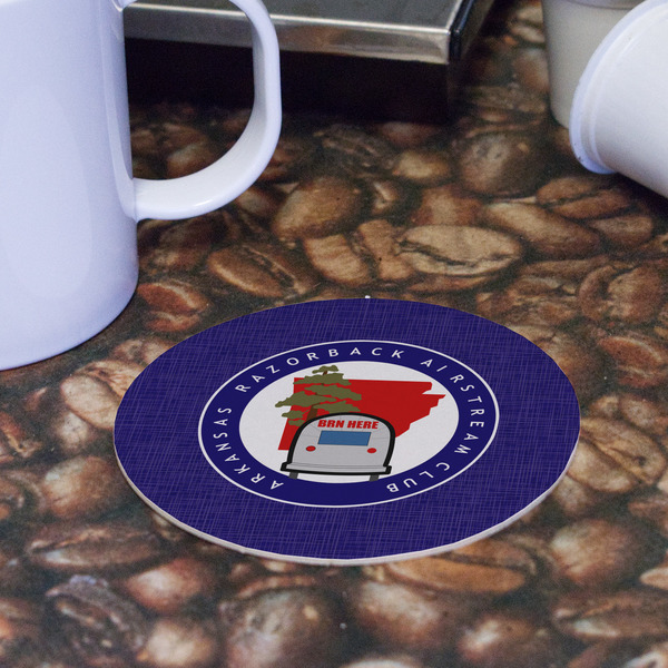 Arkansas Razorback Airstream Club Logo Round Paper Coaster - Front