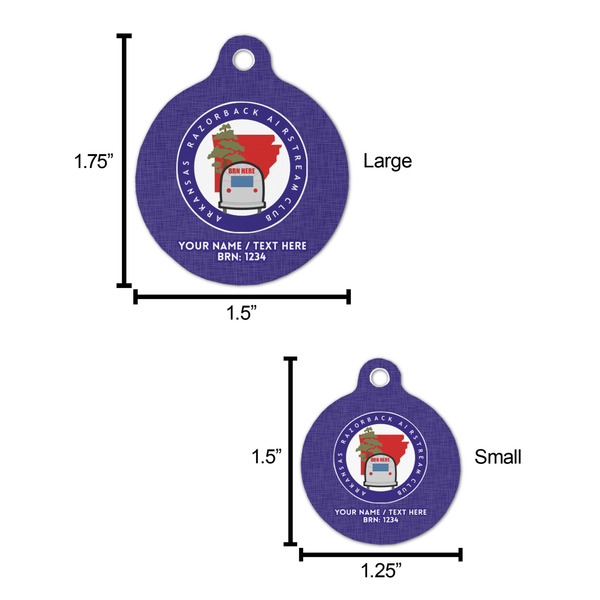 Arkansas Razorback Airstream Club Logo Round Pet ID Tag - Comparison Scale