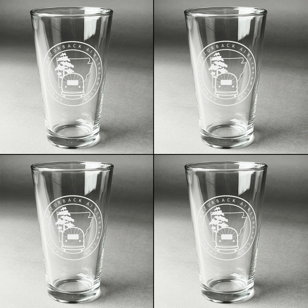 Arkansas Razorback Airstream Club Logo Set of Four Engraved Beer Glasses - Individual View