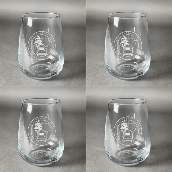 Arkansas Razorback Airstream Club Logo Set of Four Personalized Stemless Wineglasses (Approval)